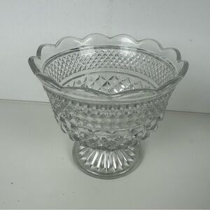 VTG Anchor Hocking Wexford Footed Compote Trifle Pedestal Bowl Clear Glass